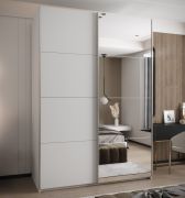 Armadio ad ante scorrevoli "Tampa", bianco, 2 ante scorrevoli, 11 scomparti, 2 barre appendiabiti, 1 specchio, Sistema "Soft-Close", 245,5 x 180 x 64 cm