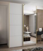 Armadio ad ante scorrevoli "Tampa", bianco, 2 ante scorrevoli, 11 scomparti, 2 barre appendiabiti, 1 specchio, Sistema "Soft-Close", 245,5 x 180 x 64 cm