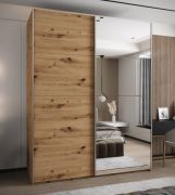 Armadio ad ante scorrevoli "Tampa", color rovere Artisan, 2 ante scorrevoli, 11 scomparti, 2 barre appendiabiti, 1 specchio, Sistema "Soft-Close", 245,5 x 190 x 64 cm
