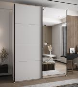 Armadio ad ante scorrevoli "Tampa", bianco, 2 ante scorrevoli, 11 scomparti, 2 barre appendiabiti, 1 specchio, Sistema "Soft-Close", 245,5 x 190 x 64 cm
