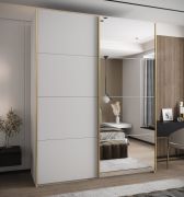 Armadio ad ante scorrevoli "Tampa", bianco, 2 ante scorrevoli, 11 scomparti, 2 barre appendiabiti, 1 specchio, Sistema "Soft-Close", 245,5 x 190 x 64 cm