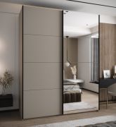 Armadio ad ante scorrevoli "Tampa", color cashmere, 2 ante scorrevoli, 11 scomparti, 2 barre appendiabiti, 1 specchio, Sistema "Soft-Close", 245,5 x 190 x 64 cm