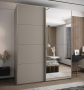 Armadio ad ante scorrevoli "Tampa", color cashmere, 2 ante scorrevoli, 11 scomparti, 2 barre appendiabiti, 1 specchio, Sistema "Soft-Close", 245,5 x 190 x 64 cm