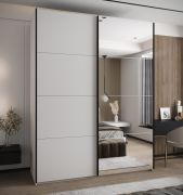 Armadio ad ante scorrevoli "Tampa", bianco, 2 ante scorrevoli, 11 scomparti, 2 barre appendiabiti, 1 specchio, Sistema "Soft-Close", 245,5 x 200 x 64 cm