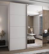 Armadio ad ante scorrevoli "Tampa", bianco, 2 ante scorrevoli, 11 scomparti, 2 barre appendiabiti, 1 specchio, Sistema "Soft-Close", 245,5 x 200 x 64 cm