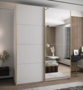 Armadio ad ante scorrevoli "Tampa", bianco, 2 ante scorrevoli, 11 scomparti, 2 barre appendiabiti, 1 specchio, Sistema "Soft-Close", 245,5 x 200 x 64 cm