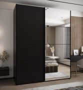 Armadio ad ante scorrevoli "Tampa", nero, 2 ante scorrevoli, 11 scomparti, 2 barre appendiabiti, 1 specchio, Sistema "Soft-Close", 245,5 x 200 x 64 cm