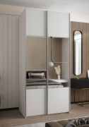 Armadio ad ante scorrevoli "Tampa", bianco, 2 ante scorrevoli, 6 scomparti, 2 barre appendiabiti, 1 specchio, Sistema "Soft-Close", 245,5 x 110 x 64 cm