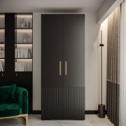 Armadio nero moderno con 2 ante | 2 appendiabiti | 10 ripiani | 236 x 100 x 47 cm | Beskiden 12