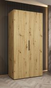 Armadio battente Korab 01 | Rovere Artisan | 2 ante | Maniglie nere | 1 m | Soft-Close