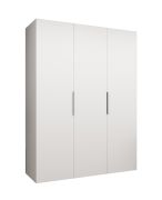 Armadio 3 ante battenti bianco "Korab" 15 | Maniglie color cashmere | 2 scomparti | 2 barre appendiabiti | Soft-Close | 1,5 m