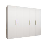 Armadio 5 ante battenti Korab 38 bianco | Maniglie oro | 3 scomparti | 3 appendiabiti | 2,5 m larghezza | Soft-Close