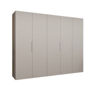 Armadio battente Korab 43 | 5 ante | Cashmere | Maniglie color cashmere | 2,5 m larghezza | Soft-Close