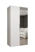Armadio battente Korab 59 bianco | Maniglie color cashmere | 1 m larghezza | Barra appendiabiti | Soft-Close