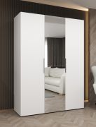 Armadio battente Korab 70 bianco | 2 scomparti | Ante con specchio | Soft-Close | 1,5 m larghezza