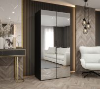 Armadio ante battenti Korab 116 nero | 1 metro larghezza | 1 scomparto | Barra appendiabiti | Sistema Soft-Close