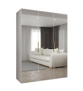 Armadio battente Korab 126 bianco | Maniglie oro | 1,5 m larghezza | 2 scomparti | Soft-Close