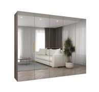 Armadio ante battenti "Korab" 154 | Cashmere | 2,5 m larghezza | Maniglie oro | 5 ante a specchio | Sistema Soft-Close