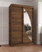 Armadio ad ante scorrevoli "Jorasses" 26, color noce, 1 anta a specchio, 5 scomparti, guide in alluminio, impiallacciatura in PVC, larghezza: 1,2 m