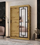 Armadio / Armadio con ante scorrevoli | Colore: rovere Artisan | 5 scomparti | 2 aste appendiabiti | Lavorazione di alta qualità | 120 x 62 x 200 cm | Anta a specchio decorativa