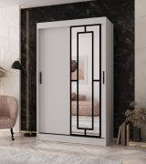 Armadio / Armadio con ante scorrevoli | Bianco opaco | 5 scomparti | 2 aste appendiabiti | Lavorazione di alta qualità | 120 x 62 x 200 cm | Anta a specchio decorativa