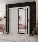 Armadio | Bianco opaco | 5 scomparti | 2 aste appendiabiti | Lavorazione di alta qualità | 150 x 62 x 200 cm | Armadio con ante scorrevoli | Anta a specchio decorativa