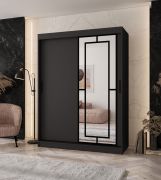 Armadio | Nero opaco | 5 scomparti | 2 aste appendiabiti | Finiture di alta qualità | 150 x 62 x 200 cm | Armadio con ante scorrevoli | Anta a specchio decorativa