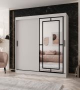 Armadio con ante scorrevoli | Bianco opaco | 10 scomparti | 2 aste appendiabiti | Lavorazione di alta qualità | 180 x 62 x 200 cm | Armadio | Anta a specchio | Design moderno