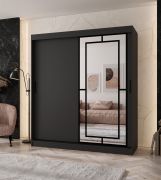 Armadio con ante scorrevoli | Nero opaco | 10 scomparti | 2 aste appendiabiti | Lavorazione di alta qualità | 180 x 62 x 200 cm | Armadio | Anta a specchio | Design moderno