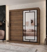 Armadio con ante scorrevoli | Colore: noce Warmia | 10 scomparti | 2 aste appendiabiti | Lavorazione di alta qualità | 180 x 62 x 200 cm | Armadio | Anta a specchio | Design moderno