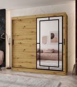 Armadio a ante scorrevoli / Armadio guardaroba | Colore: rovere Artisan | 10 scomparti | 2 aste appendiabiti | 200 x 62 x 200 cm | anta a specchio decorativa | per camera da letto