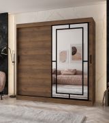 Armadio con ante scorrevoli / Armadio guardaroba | Colore: noce Warmia | 10 scomparti | 2 aste appendiabiti | 200 x 62 x 200 cm | anta a specchio decorativa | per camera da letto