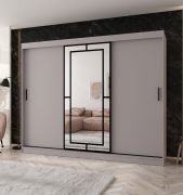 Armadio / Armadio con ante scorrevoli | Cashmere | 10 scomparti | 2 aste appendiabiti | Lavorazione di alta qualità | 250 x 62 x 200 cm | Anta a specchio decorativa