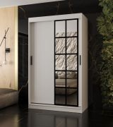 Armadio con ante scorrevoli | Bianco opaco | 5 ripiani | 2 aste appendiabiti | Lavorazione di alta qualità | 120 x 62 x 200 cm | Armadio | Anta a specchio | Design moderno