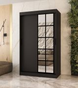 Armadio con ante scorrevoli | Nero opaco | 5 ripiani | 2 aste appendiabiti | Lavorazione di alta qualità | 120 x 62 x 200 cm | Armadio | Anta a specchio | Design moderno