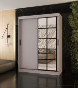 Armadio a ante scorrevoli / Armadio guardaroba | Cashmere | 5 scomparti | 2 aste appendiabiti | 150 x 62 x 200 cm | anta a specchio decorativa | per camera da letto