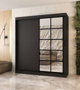 Armadio ad ante scorrevoli "Aleya" 04, nero opaco, 10 scomparti, 2 barre appendiabiti, 180 x 62 x 200 cm