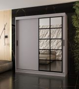 Armadio ad ante scorrevoli "Aleya" 04, color cashmere, 10 scomparti, 2 barre appendiabiti, 180 x 62 x 200 cm