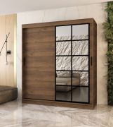 Armadio ad ante scorrevoli "Aleya" 04, color noce Warmia, 10 scomparti, 2 barre appendiabiti, 180 x 62 x 200 cm
