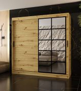 Armadio ad ante scorrevoli "Aleya" 05, color rovere Artisan, 10 scomparti, 2 barre appendiabiti, 200 x 62 x 200 cm