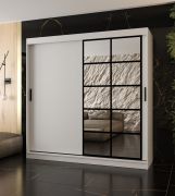 Armadio ad ante scorrevoli "Aleya" 05, bianco opaco, 10 scomparti, 2 barre appendiabiti, 200 x 62 x 200 cm