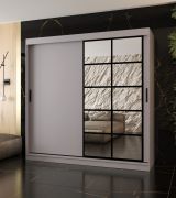 Armadio ad ante scorrevoli "Aleya" 05, color cashmere, 10 scomparti, 2 barre appendiabiti, 200 x 62 x 200 cm