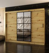 Armadio ad ante scorrevoli "Aleya" 07, color rovere Artisan, 10 scomparti, 2 barre appendiabiti, 250 x 62 x 200 cm