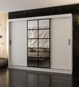 Armadio ad ante scorrevoli "Aleya" 07, bianco opaco, 10 scomparti, 2 barre appendiabiti, 250 x 62 x 200 cm
