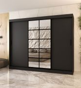 Armadio ad ante scorrevoli "Aleya" 07, nero opaco, 10 scomparti, 2 barre appendiabiti, 250 x 62 x 200 cm