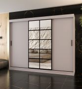 Armadio ad ante scorrevoli "Aleya" 07, color cashmere, 10 scomparti, 2 barre appendiabiti, 250 x 62 x 200 cm