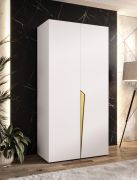 Armadio ad ante battenti "Rida" 01, bianco, maniglie: oro, 1 scomparto, 1 barra appendiabiti, bordi in ABS, Sistema "Soft-Close", 100 x 52 x 202 cm