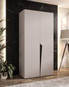 Armadio ad ante battenti "Rida" 01, color cashmere, maniglie: nero, 1 scomparto, 1 barra appendiabiti, Sistema "Soft-Close", bordi in ABS, 100 x 52 x 202 cm