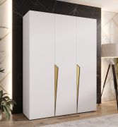 Armadio ad ante battenti "Rida" 02, bianco, maniglie: oro, 3 ante, 2 scomparti, 2 barre appendiabiti, Sistema "Soft-Close", bordi in ABS, 150 x 52 x 202 cm