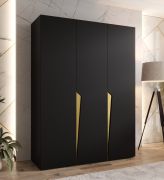 Armadio ad ante battenti "Rida" 02, nero, maniglie: oro, 3 ante, 2 scomparti, 2 barre appendiabiti, Sistema "Soft-Close", bordi in ABS, 150 x 52 x 202 cm